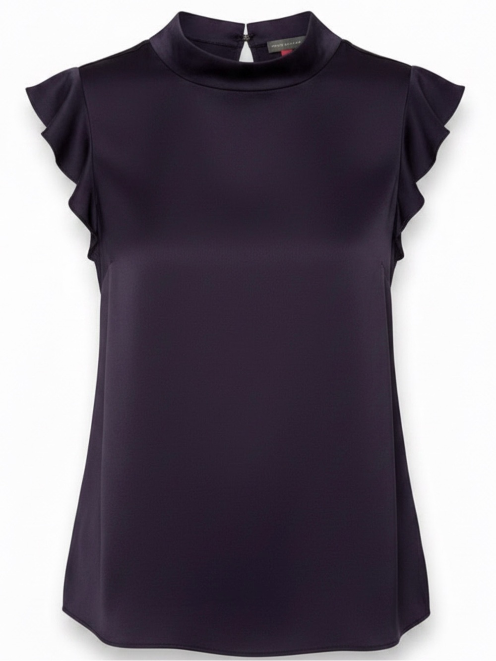 Vince Camuto Deep Plum Mock-Neck Ruffle Sleeve Blouse